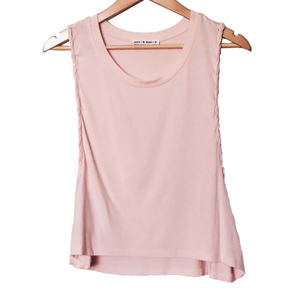 Pink sleeveless tank with braided detail